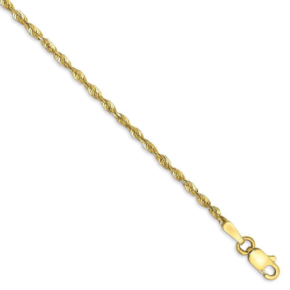 10K Yellow Gold bracelet Chain style Rope Diamond-cut 7 in 1.8 mm 
