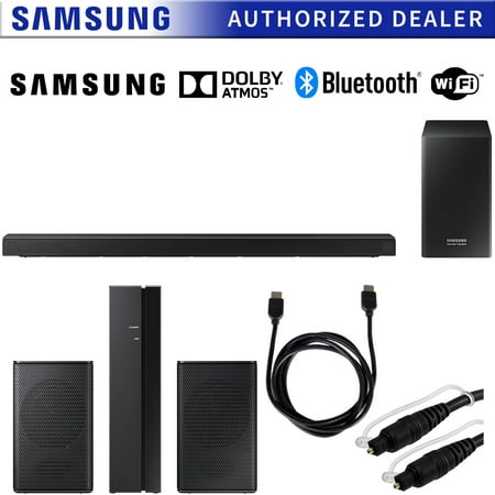 Samsung HW-Q60R 360W Virtual 5.1-Channel Soundbar System + Rear Speakers Bundle Includes, Samsung SWA-8500S/ZA Wireless Rear Speakers Kit, 6ft HDMI Cable & 6ft Optical Toslink 5.0mm OD Audio (Best Rear Channel Speakers)