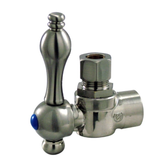 Kingston Brass CC43208 1/2" Sweat x 3/8" OD Comp Angle Stop Valve, Brushed Nickel