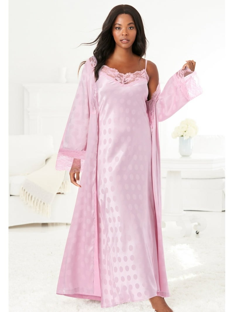 Amoureuse Women's Plus Size The Luxe Satin Long Peignoir Set