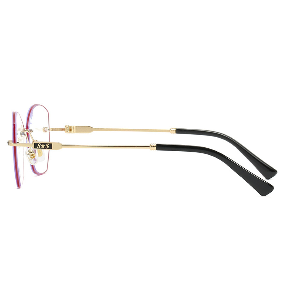 3 Pairs of Rimless Reading Glasses 3.00 for Women, Blue Light Blocking HD Presbyopic Eyeglasses, Gold Red Butterfly Metal Readers +3.00