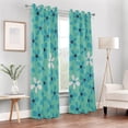 thumbnail image 7 of Curtains Black Out Window Cover for Bedroom Living Room 84 inches Length Flowers Teal Color Room Divider Door Curtains for Bedroom, 1 Panel, 7 of 7