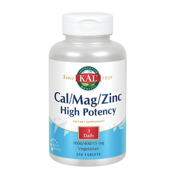 KAL Cal/Mag/Zinc 1000 mg of Calcium, 400 mg of Magnesium & 15 mg of