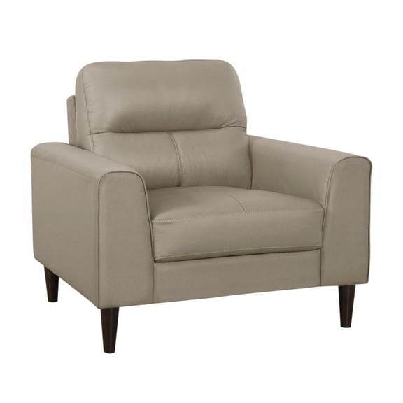 Willow 37 Inch Accent Chair- Beige Top Grain and Faux Leather- Solid Wood