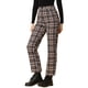 thumbnail image 4 of Pantalones de trabajo de cuadros recortados para mujer INSPIRE CHIC, con botones, estilo casual, talla 2XL, color marrón, 4 of 8