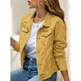 thumbnail image 3 of Jean Jackets for Women Basic Long Sleeve Button Down Denim Jacket Cropped Fashion Jean Jacket Earth Yellow M, 3 of 5