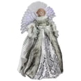 thumbnail image 3 of Northlight Christmas 16" Prelit Fiber Optic Angel in Silver Gingham Coat Tree Topper, 3 of 6