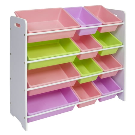 Best Choice Products Toy Bin Organizer Kids Childrens Storage Box Playroom Bedroom Shelf Drawer - Pastel
