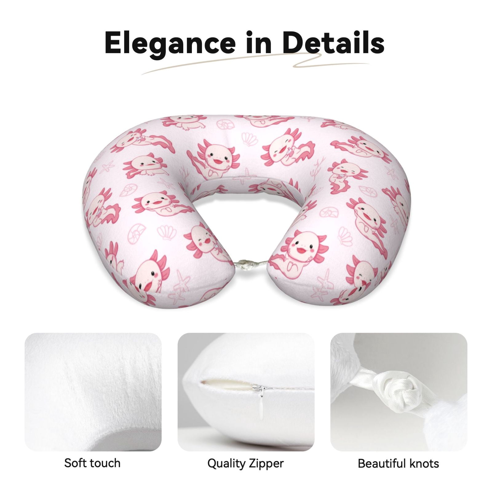 Xecao Baby Salamander Print Memory Foam Cervical Neck Pillow Versatile U-Shaped Pillows for Home,Office,Camping,Travelling,Soft Washable Cover