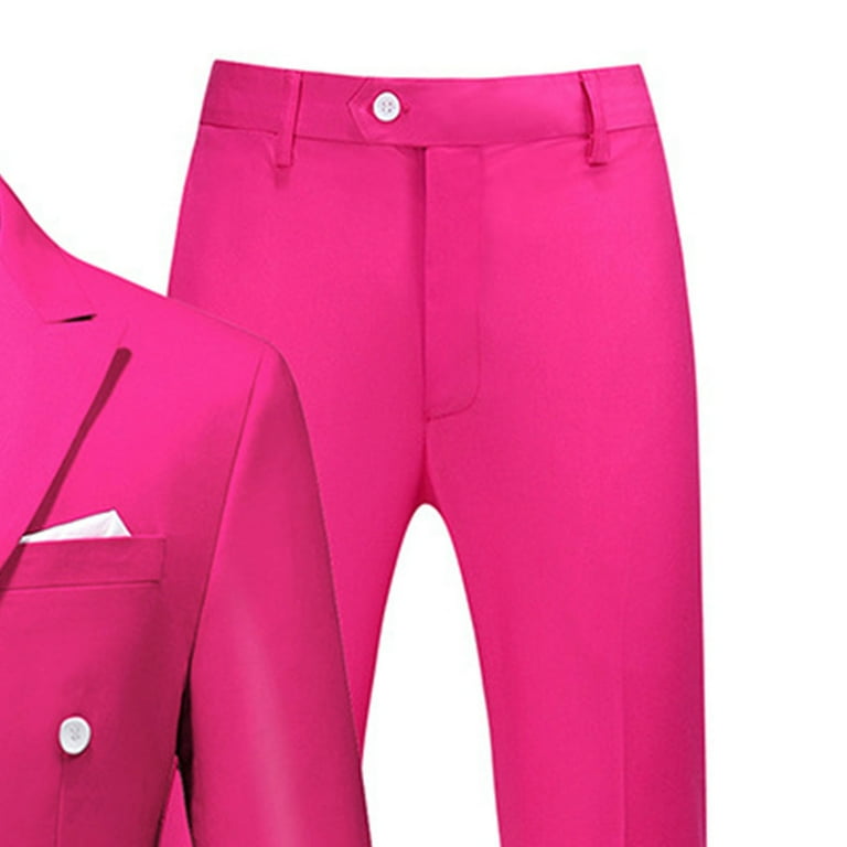 LNWUY Mens Slim Fit 2 Piece Suit Double Breasted Blazer Dress Pants Jacket  Sets for Wedding Business Casual Long Sleeved Jacket Long Pants Suit Set Hot  Pink XXL - Walmart.com