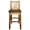 thumbnail image 6 of Glacier Country Collection Counter Height Barstool w/ Back - Saddle Upholstery, w/ Laser Engraved Bear Design, 6 of 11