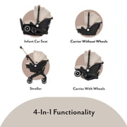 Evenflo Shyft DualRide Infant Car Seat and Stroller Combo with Green & Gentle Fabric, Champagne