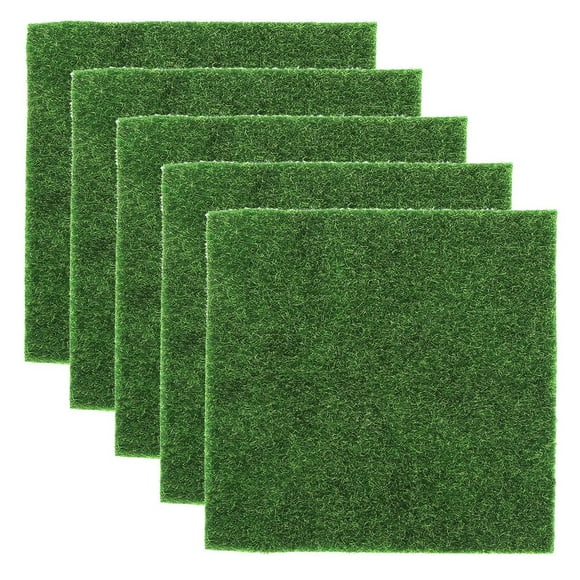 Greensen Artificial Lawn,5Pcs Square‑Shaped Garden Artificial Grass Lawn Turf DIY Miniature Landscape Decoration 30x30cm,Artificial Lawn Turf