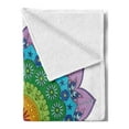 thumbnail image 2 of Rainbow Mandala Soft Flannel Fleece Blanket, Ornate Round Eastern Motif with Daisies and Foliage Leaves Oriental Culture, Cozy Plush for Indoor and Outdoor Use, 50" x 70", Multicolor, by Ambesonne, 2 of 5
