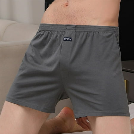 

ALSLIAO Men Casual Wide Leg Cotton Boxer Shorts Briefs Home Wear Underwear Underpant Dark Green L