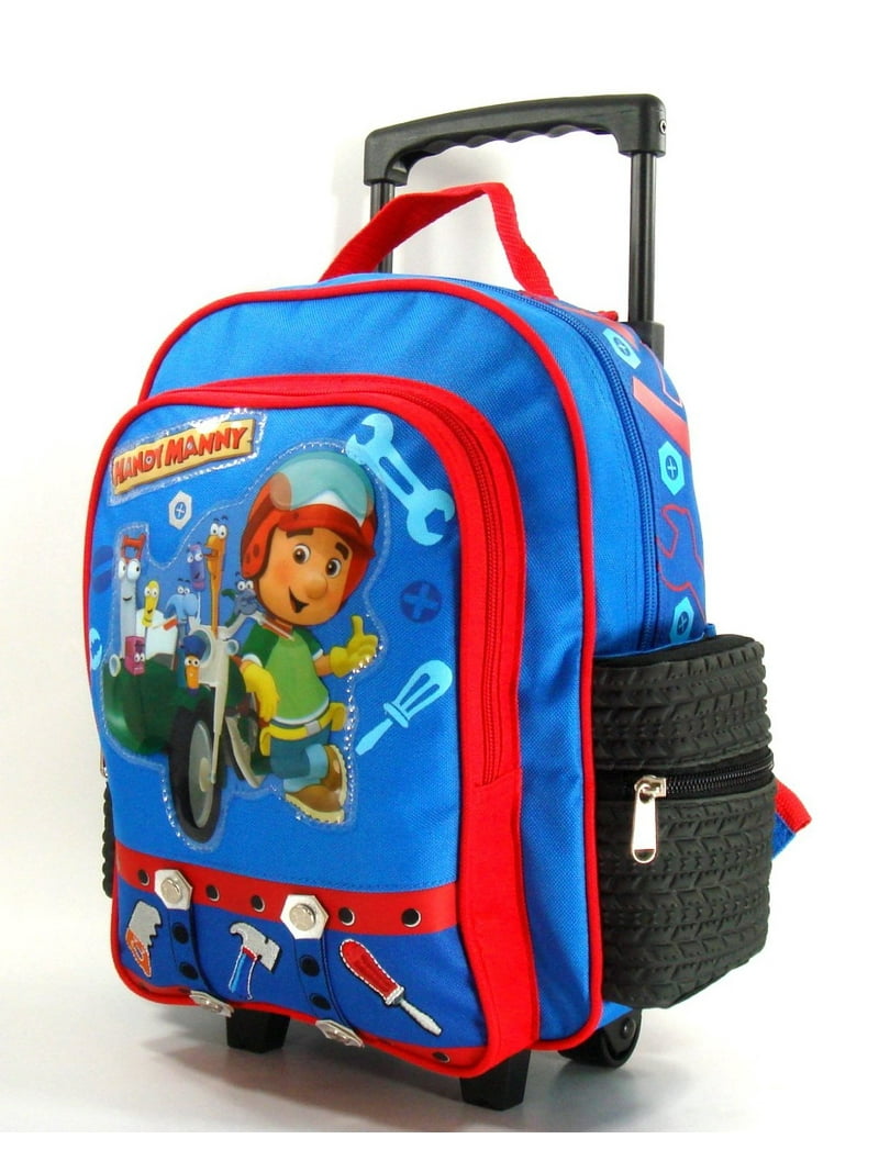 Small Rolling Backpack Handy Manny Blue New School Bag