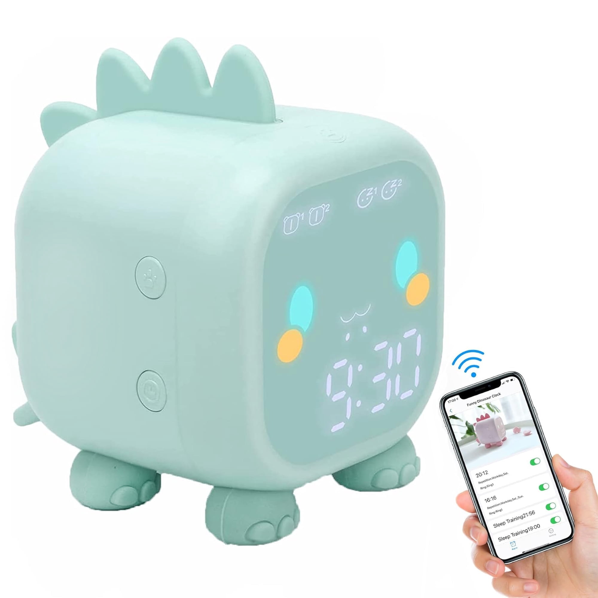 Kids Alarm Clock for Bedroom, Digital Alarm Clock for Kids, Toddler Sleep Training Clock with Night Lights, Bluetooth Digital Alarm Clock, Wake Up Light with USB for Boys Girls Birthday Gifts
