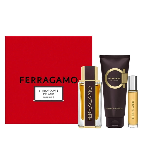 Set 3Pzs Ferragamo Spicy Leather Pour Homme