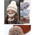 thumbnail image 5 of GRNSHTS Fleece Lined Womens Beanie Knit Hat, Winter Scarf Mask Set,Girls Warm Hat Earmuffs Cap with Pom, 5 of 7