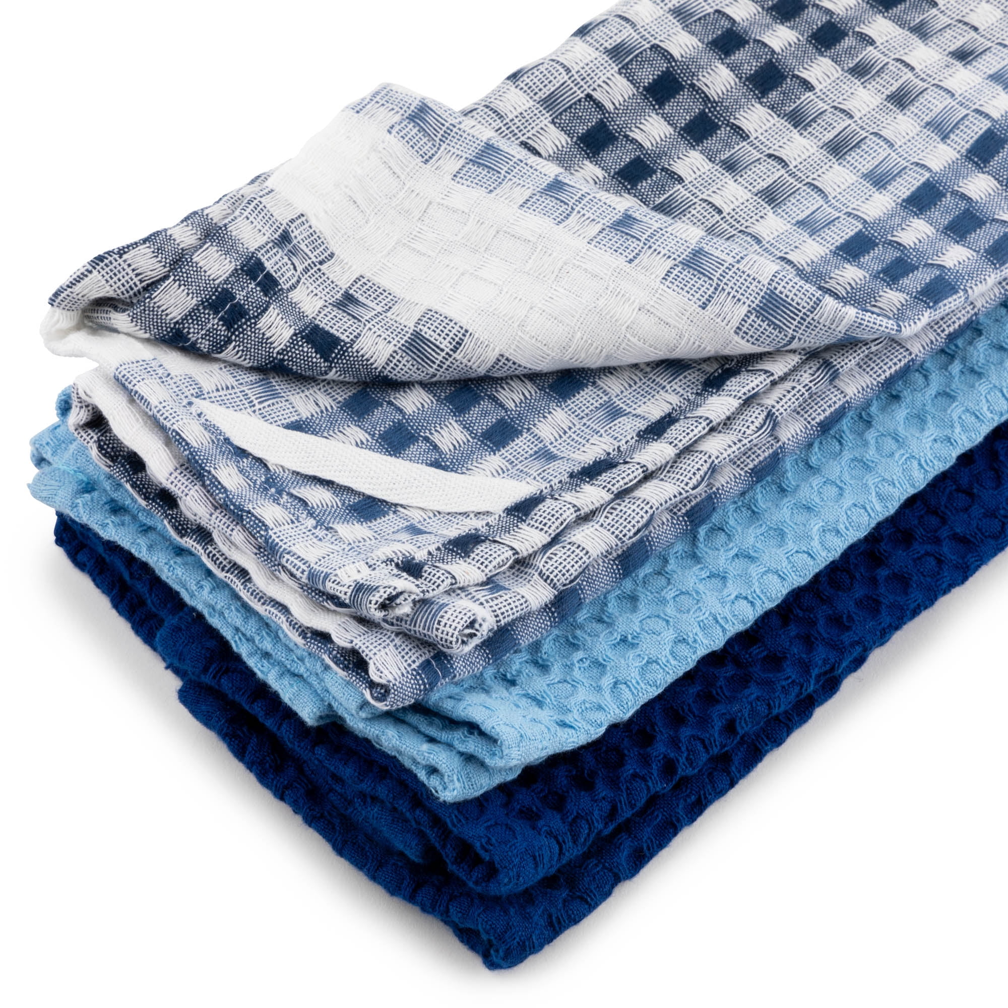 RITZ T-fal Blue Solid and Stripe Cotton Waffle Terry Kitchen Towel (Set of 4)  68597 - The Home Depot