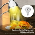 thumbnail image 3 of Flylapdo Stainless Steel 2-Head Heat Lamp, 230W per Bulb & Energy-Saving Control, Ideal for Kitchen and Hotel Buffets, 3 of 8