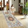 thumbnail image 5 of 2'x6' Kitchen Runner Rug,Non-Slip Entryway Runner Laundry Rug,Boho Indoor Machine Washable Hallway Runner Rugs Throw Carpet for Living Room Bedroom Dining Room Hallway Kitchen Orange/Blue, 5 of 7