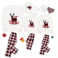 thumbnail image 3 of Pijamas familiares a juego de Navidad, diseño exclusivo, bufanda, ciervo, Feliz Navidad, conjunto de pijamas blancos, 3 of 3