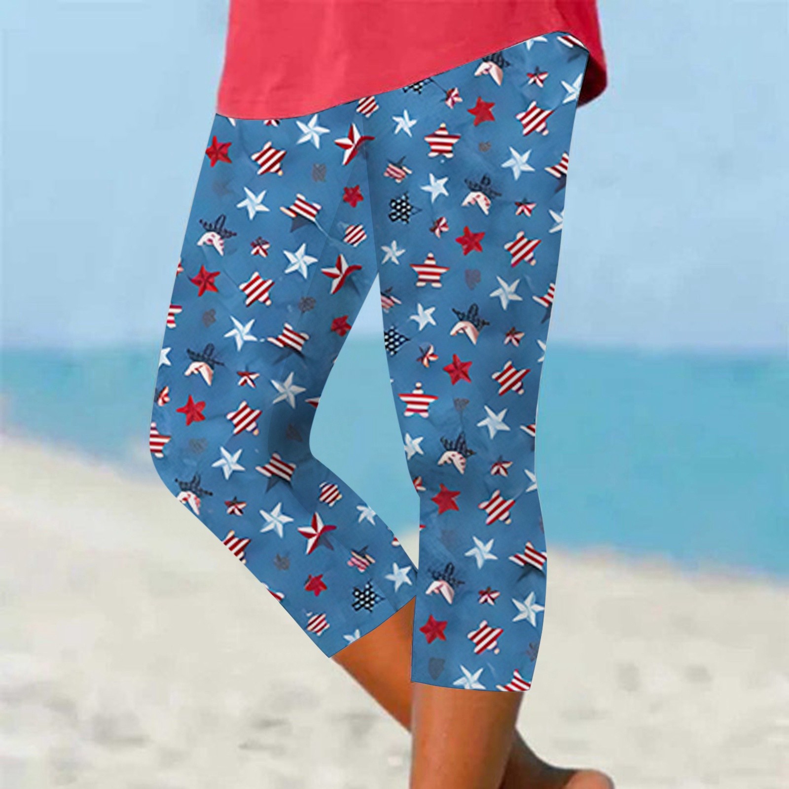 4th Of July Leggings For Women - American Flag Patriotic Capris & Cropped Pants