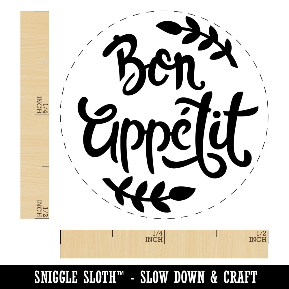 Bon Appetit Kitchen Self-Inking Rubber Stamp Ink Stamper - Blue Ink - Mini 1/2 Inch