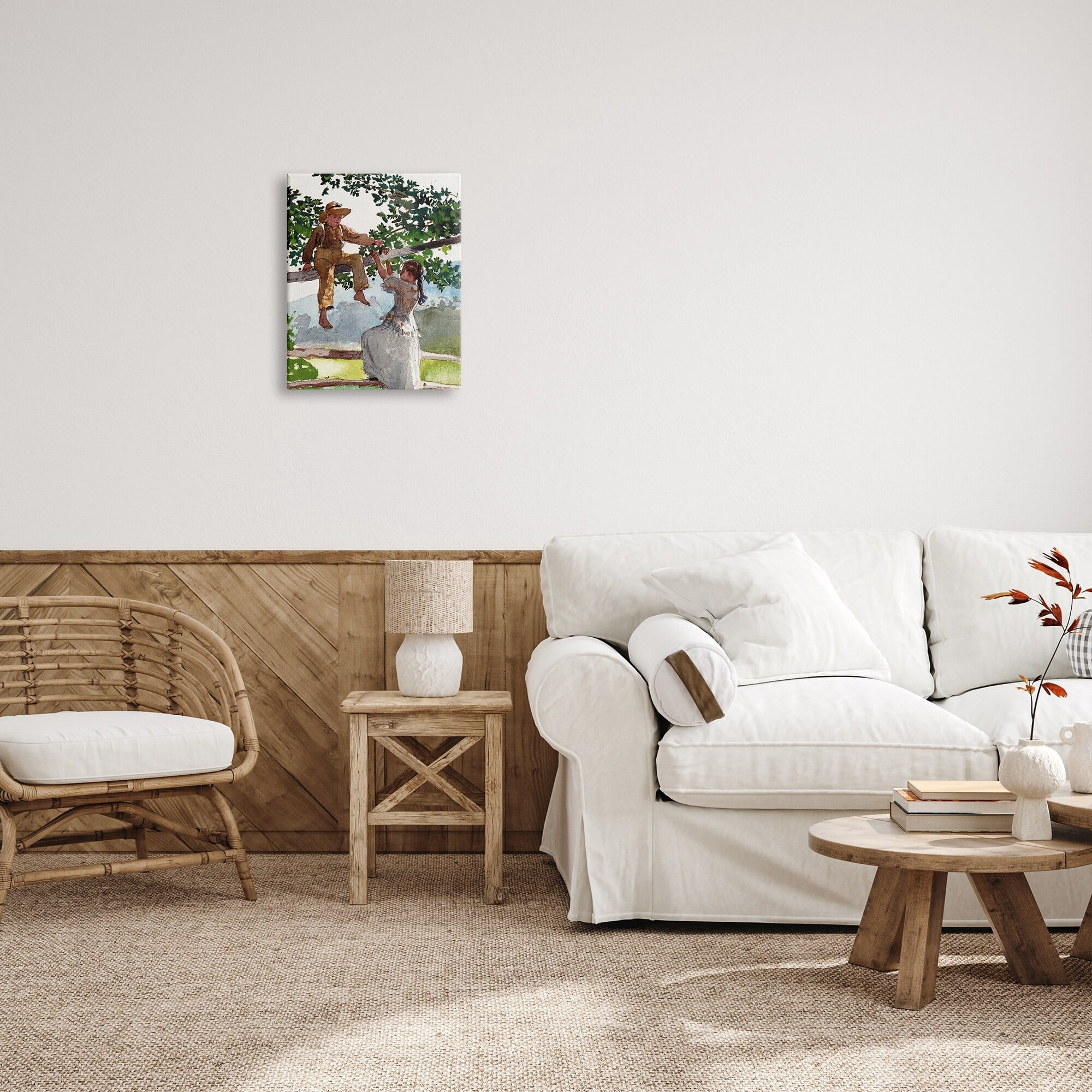 Stupell Industries Children Playing Climbing Tree Traditional Clothing Painting Gallery Wrapped Canvas Print Wall Art, Design by Lettered and Lined