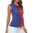 thumbnail image 4 of HUIACONG American Flag Star Pattern Soft Women's Sleeveless Golf Shirts, Breathable V Neck Workout Tank Tops for Sports Tennis Outdoor, 4 of 7