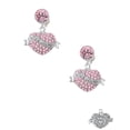 thumbnail image 2 of Delight Jewelry Silvertone Believe Banner on Pink Crystal Heart Pink Crystal Clip on Earrings, 2 of 5