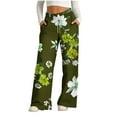 thumbnail image 1 of Pants for Women, Womens Fashionable Striped Printed Drawstring Wide Leg Pants, 1 of 4