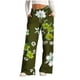 thumbnail image 1 of Puntoco Pantalones De Pierna Ancha Con Cordón Estampado A La Moda Para Mujer Verde M, 1 of 4