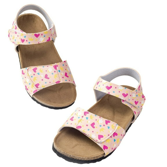 WZEIIOT Toddler Girls Sandals Fresh Heart Shaped Pattern Flat Sandals Summer Durable Trendy Open-Toe Shoes