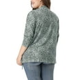 thumbnail image 4 of Unique Bargains Women's Plus Size Long Sleeve Leopard Print Asymmetric Hem Cardigan 3X Grey, 4 of 8