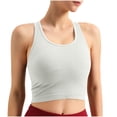 thumbnail image 2 of asjyhkr Ribbed Tank Tops for Women with Shelf Bra Stretch Crew Neck Fitness Running Active Wear Racerback Tanks, 2 of 9