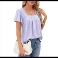 thumbnail image 3 of Blusas Tipo Túnica para Mujer, Holgadas, de Corta, con Cuello Redondo, Informales, de Verano Púrpura L, 3 of 10