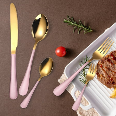 

Cutlery Set 5-Piece Stainless Steel Cutlery Set Knife Spoon and Fork Set Cutlery Set Mirror Polished SMOOTHs Edges Hand Wash Recommended Essential for Thanksgiving and Other Holidays Weekly Deals
