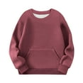 thumbnail image 7 of AHTJRT Crew Neck Sweatshirts for Kids Boys Girls Long Sleeve Kangaroo Pocket Pullover Tops Fall Winter Warm Lounge Outdoor Tops Pink#01 3-4 Years, 7 of 7