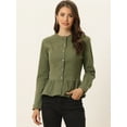 thumbnail image 3 of Chaqueta de Mezclilla Allegra K Cuello Redondo Botones Manga Larga Con Volante Peplum Ejercito Verde L, 3 of 5