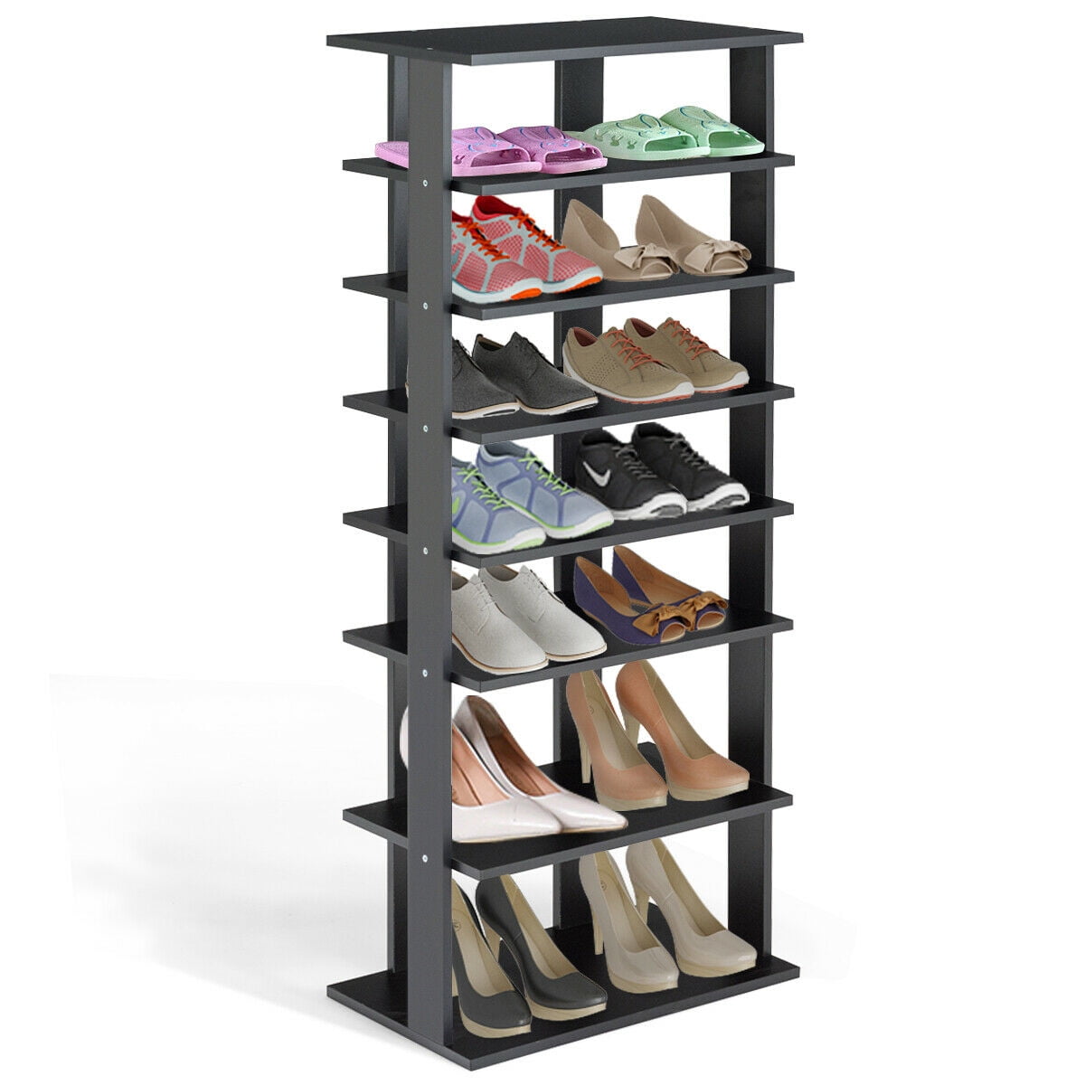 Gymax 7-Tier Dual Shoe Rack, Medium Density Fiberboard ...