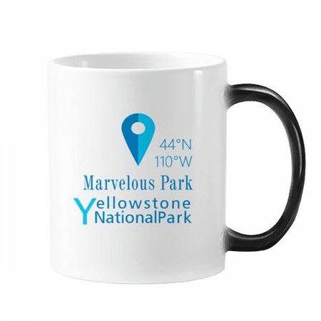 

Yellowstone National Park Geography Coordinates Trave Mug Changing Color Cup Morphing Heat Sensitive 12oz