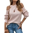 thumbnail image 2 of TRKIYQC Suéteres con Hombros Descubiertos para Mujer, Suéteres de Punto Halter Cruzados de Color Sólido de Manga Larga TRKIYQC moda, 2 of 10