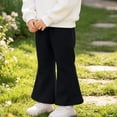 thumbnail image 4 of Spazoro Girls Flare Sweatpants, Solid Color Casual Side Pockets Elastic Waist Loose Fit Fashion Trousers Black Size 3 T, 4 of 8