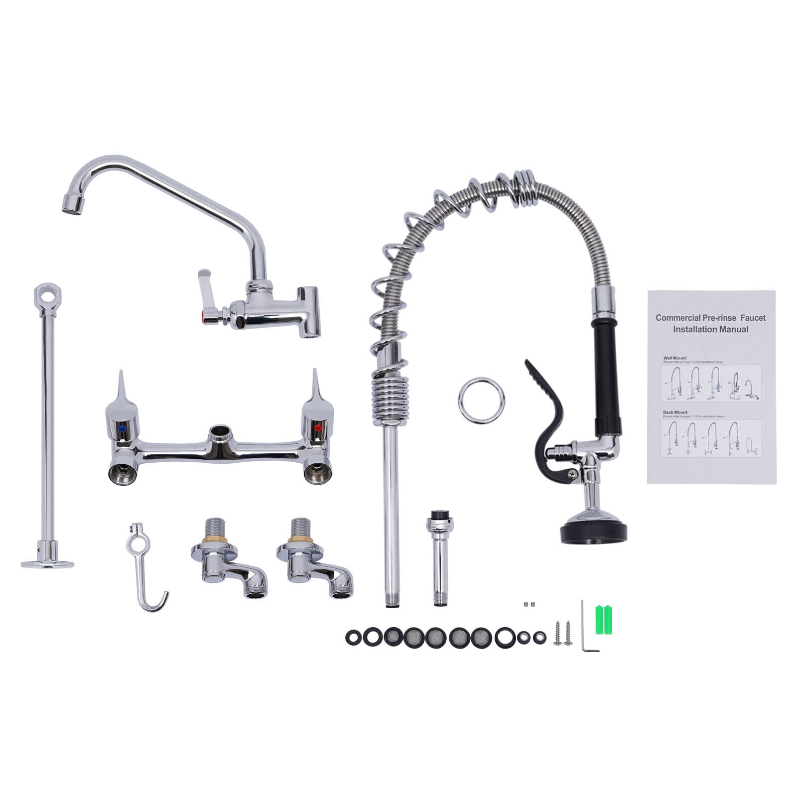 TFCFL 11 Inch Commercial Kitchen Faucet w/Pull Down Sprayer Single