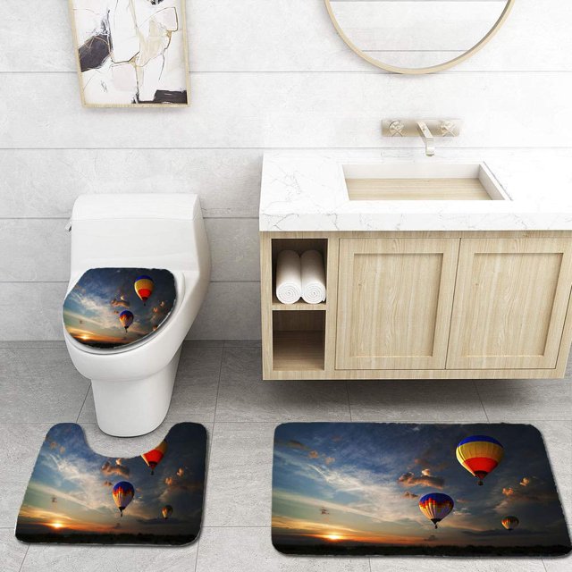 ABPHQTO Vuelo romántico Juego de alfombras de baño de 3 piezas Alfombra de baño Alfombra de contorno y tapa de inodoro ABPHQTO Cont-CHAPPLE-10754