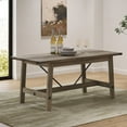 WAMPAT Rustic Grey Wood Dining Table, 6 Person Modern Kitchen Room