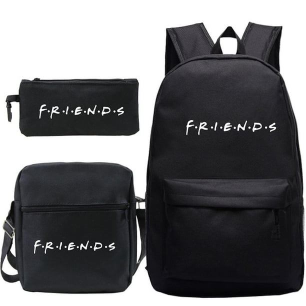 Set de 3 mochilas escolares informales Friends Satchel con bolígrafo