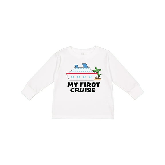 Inktastic My First Cruise with Cruise Ship and Palm Trees Boys or Girls Long Sleeve Toddler T-Shirt